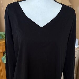 Black V-Neck Women's Top